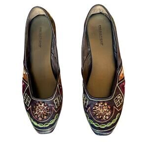Beaded Sequin Sun Chocolate Brown Embroidered Satin Flats (8)